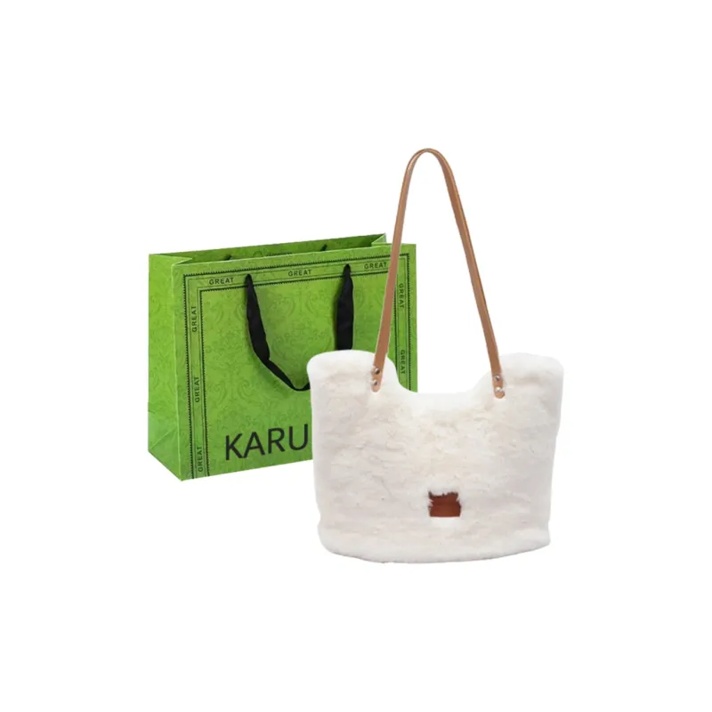 KARUISHA Fuzzy Handbag, Shoulder Bag Regular Women's Black/Brown/Ecru-13
