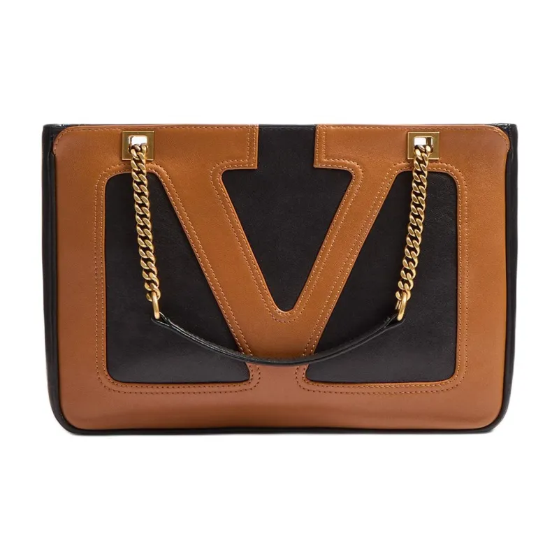 Valentino Sheepskin Crossbody Bag Shoulder Bag Small Size Women's Black & Brown-0