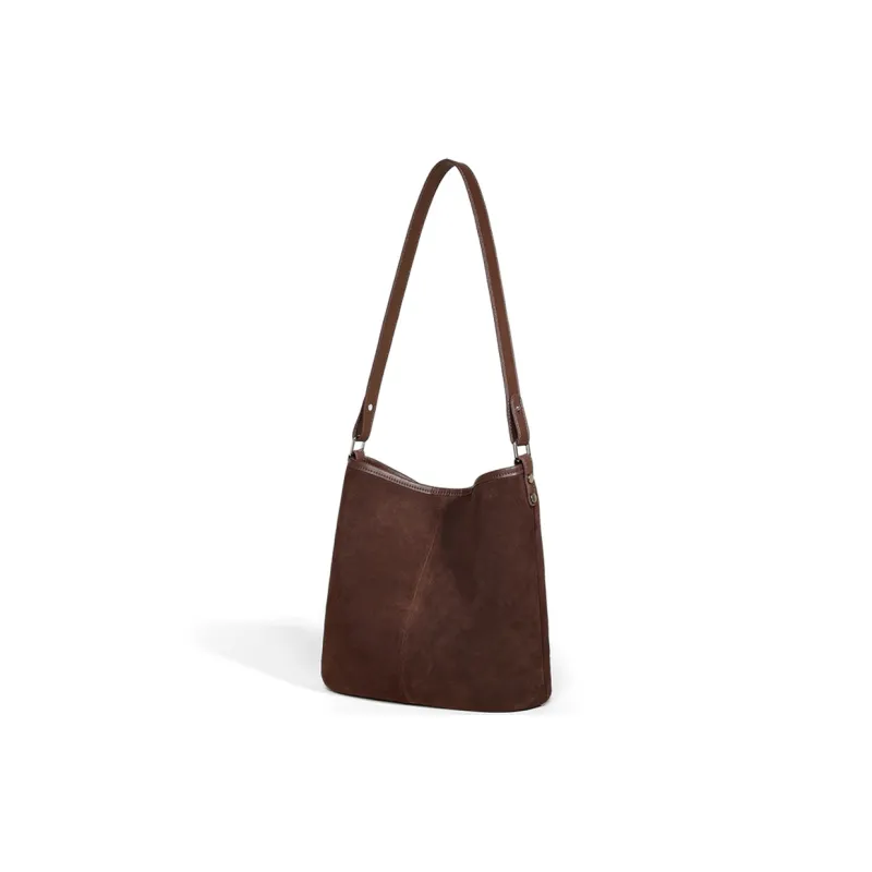 COMELY Cow Leather Patchwork Synthetic Leather Shoulder Bag Regular Women's Khaki/Chocolate-6