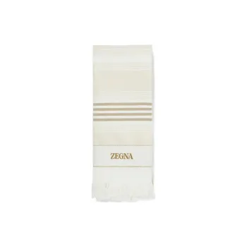Ermenegildo Zegna Logo embroidered Cotton Beach Towel