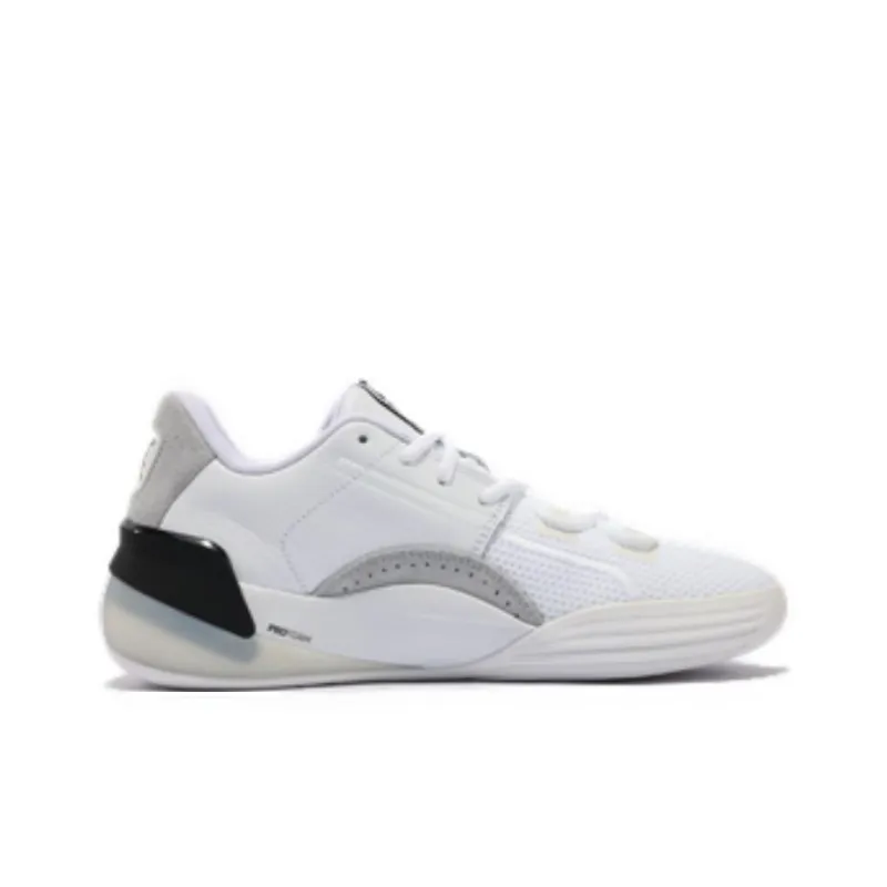 PUMA Clyde Hardwood Anti Slip Wear Resistant Low Top Basketball Shoes Unisex White-1