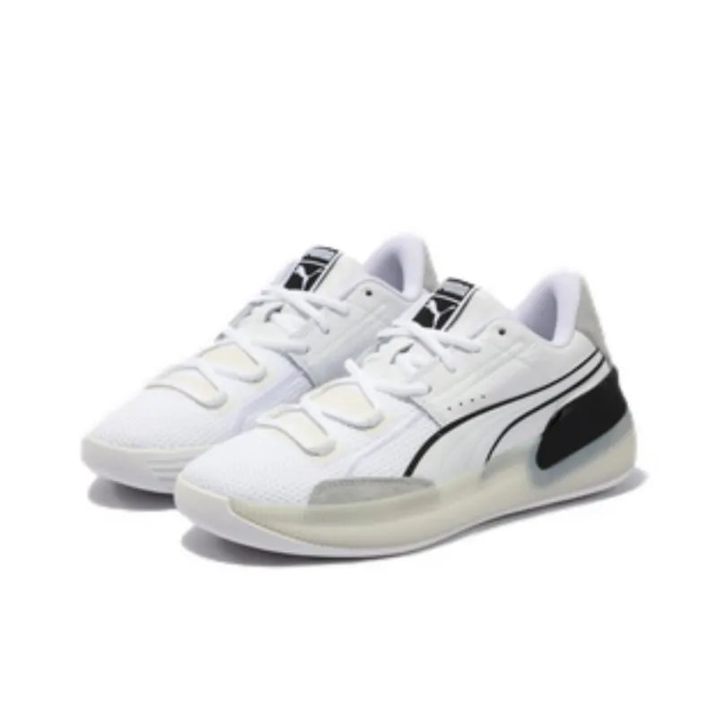 PUMA Clyde Hardwood Anti Slip Wear Resistant Low Top Basketball Shoes Unisex White-2