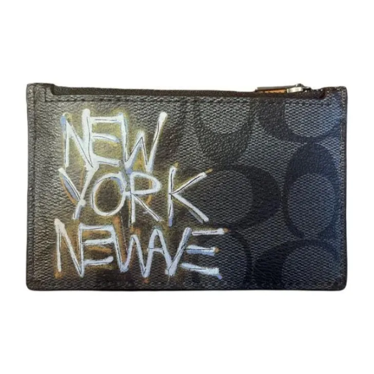 COACH Basquiat Collaboration Card Case Canvas With Leather Coin Purse, Card Holder Regular Men's Black Gray-3