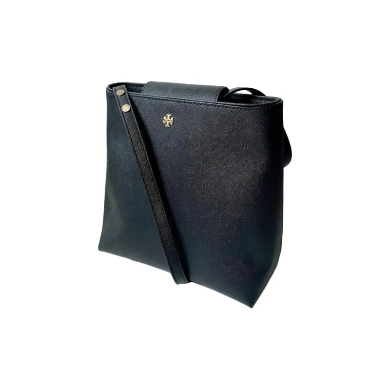 TORY BURCH Emerson Leather Bucket Bag Portable Crossbody Bag Shoulder Bag Small Size Women's Black-2