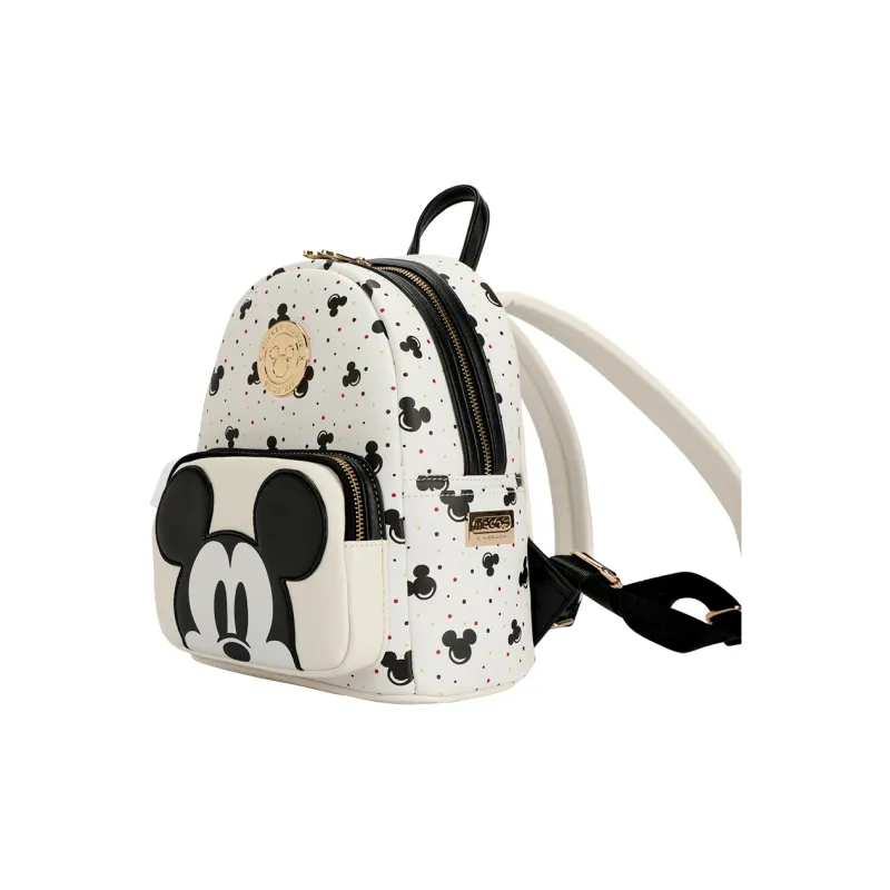 MESUCA Disney Collection Synthetic Leather Backpack Regular Unisex White Black-2
