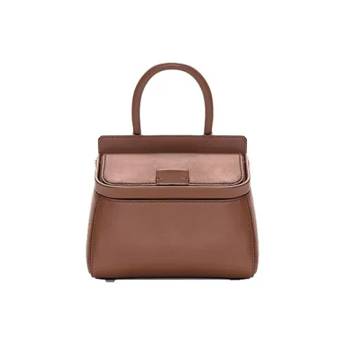 ZESH Top Grain Cow Leather Shoulder Bag, Crossbody Bag, Handbag Women's Cream Brown