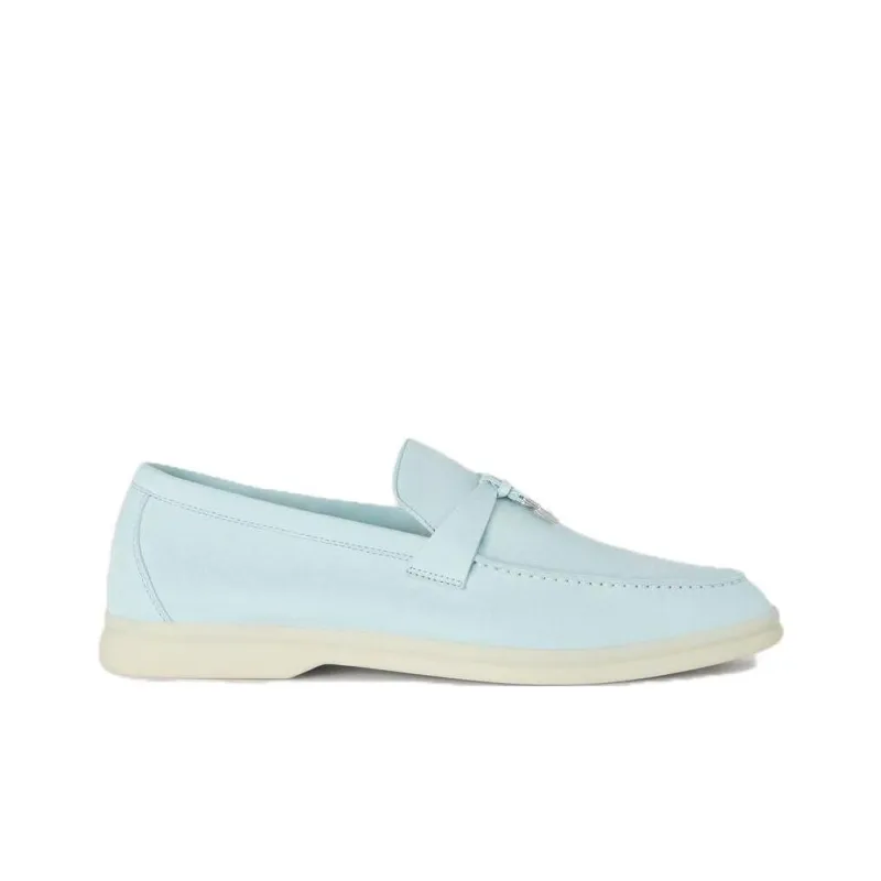 Loro Piana Summer Charms Walk Casual Single Shoes Women's Cyan Sapphire Color-1