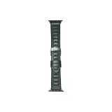 Forest Green/Horizontal Grid Genuine Leather Butterfly Clasp