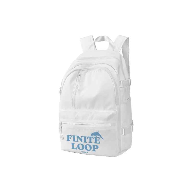 FINITE LOOP Recycled Material Student Backpack Unisex White-1