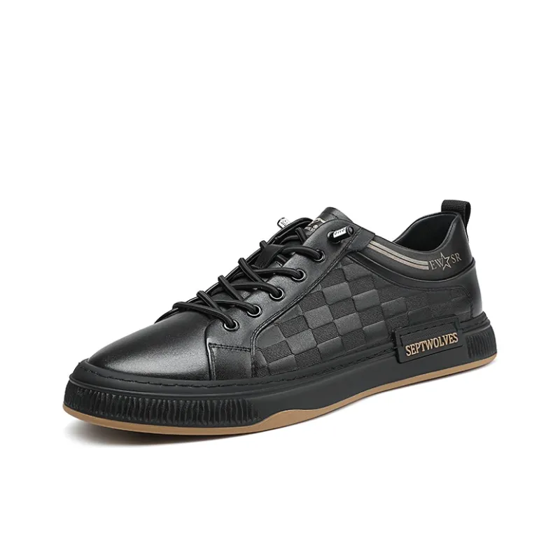SEPTWOLVES Low Top Skateboard Shoes Men's Black HD-1