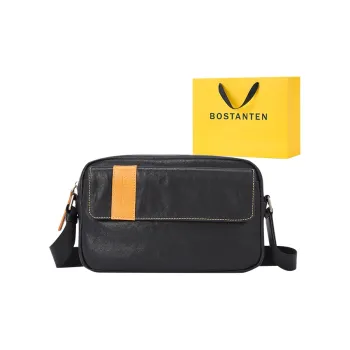 BOSTANTEN Cow Leather Crossbody Bag, Shoulder Bag Men's Black
