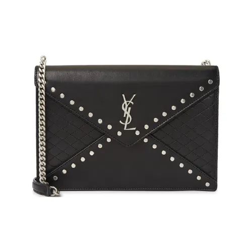 SAINT LAURENT Monogram Lambskin Envelope Bag, Crossbody Bag, Shoulder Bag Women's Black