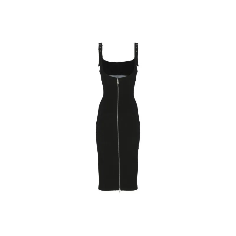Mugler Bi Color Buckled Denim Dress-1