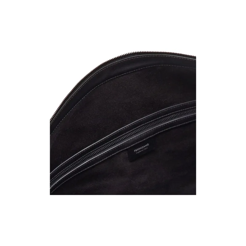 FERRAGAMO Cow Leather Portable Travel Bag Extra Large Men's Black-4