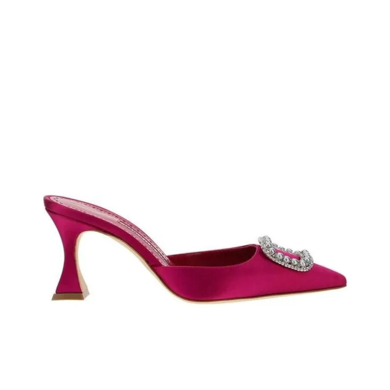 MANOLO BLAHNIK Slip Resistant Closed Toe Slippers Women's Fuchsia-1