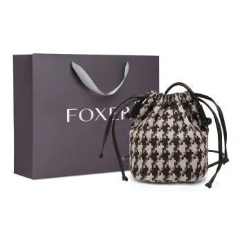 FOXER Synthetic Leather Fabric Drawstring Bucket Bag, Lightweight Crossbody Bag Regular Women's Brown