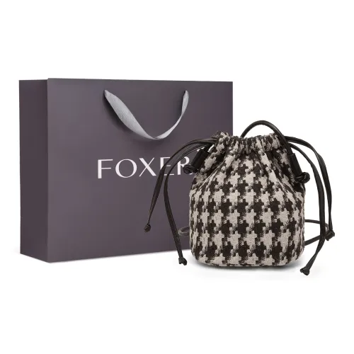 FOXER Synthetic Leather Fabric Drawstring Bucket Bag, Lightweight Crossbody Bag Regular Women's Brown