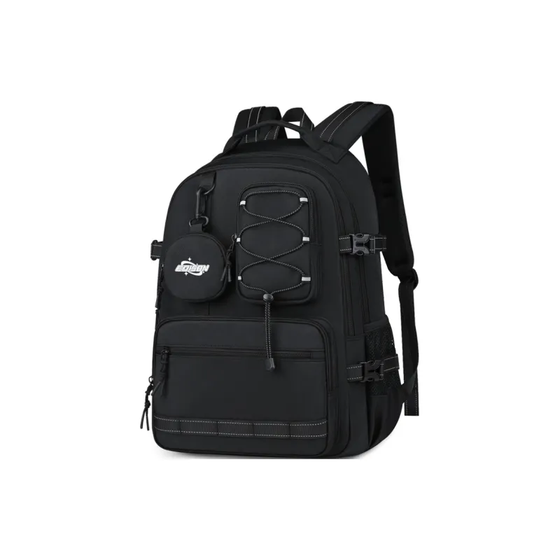EDISON Nylon Backpack Regular Unisex Black/Beige-1