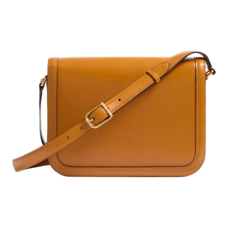 Valentino Shiny Calfskin Shoulder Bag Crossbody Bag Men's Gold Brown-3