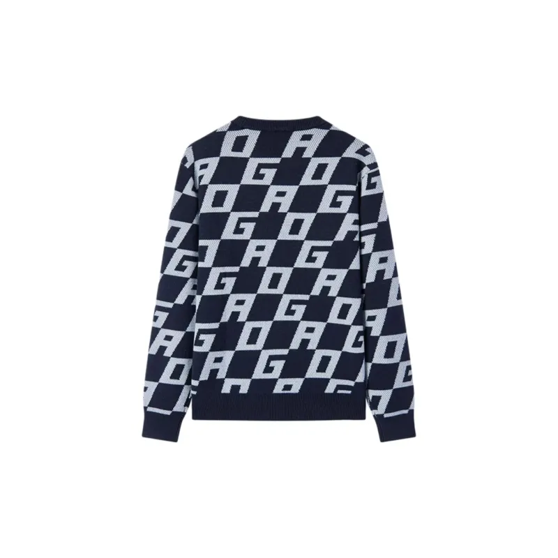 DEGAIA FW24 Sweater Men's Navy Blue Letter-1