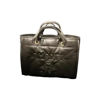 CHANEL Leather Tote Bag, Shopping Bag, Shoulder Bag, Handbag Trumpets Women's Khaki
