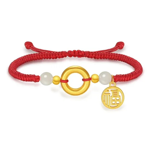 CHAOHONGJI New Chinese Style Jade Peaceful Auspicious Blessing Solid Gold Fixed Price Gold Bracelet Women's