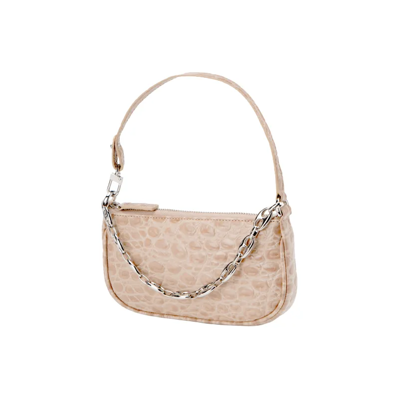 By Far Mini Rachel Leather Shoulder Bag Handbags Shoulder Bags Women's Beige-2