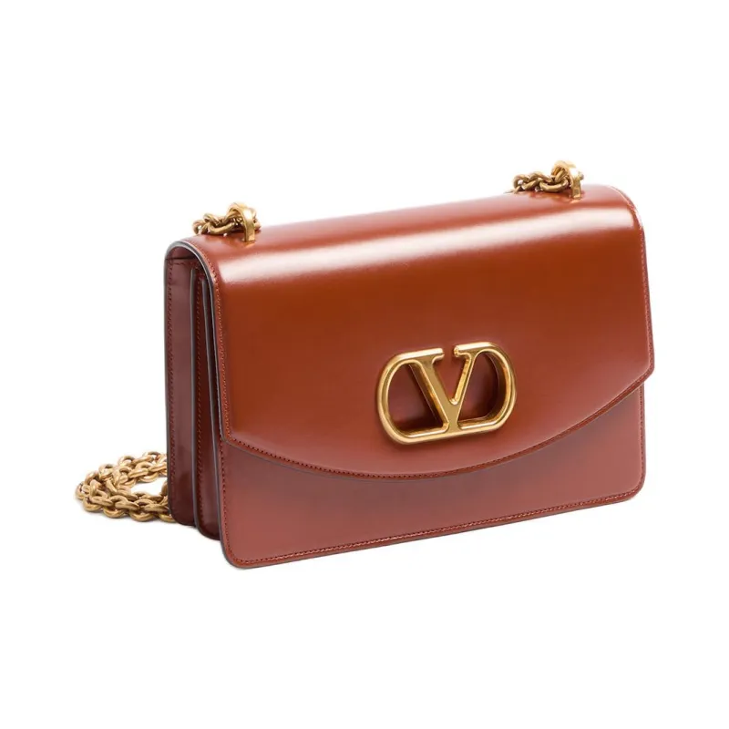 Valentino Calfskin Shoulder Bag Crossbody Bag Women's Brown-1