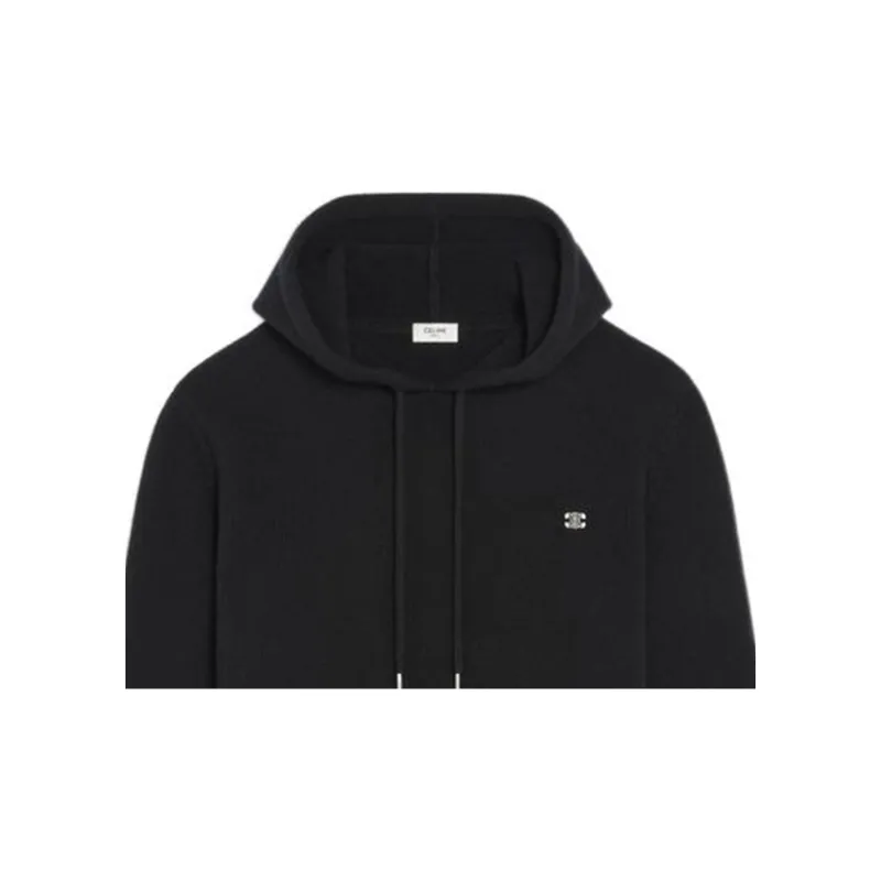 CELINE Triomphe Hooded Sweater In Cashmere Wool-3