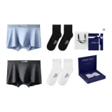 7A Antibacterial 120S Modal[Light Blue+Black][100% cotton Socks 2 Pack]Box