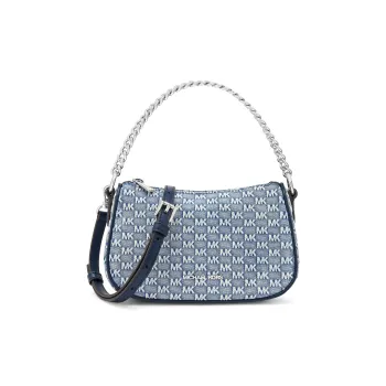 MICHAEL KORS Fabric Denim Crossbody Shoulder Bag Small Size Women's Light Denim Blue/Dark Blue