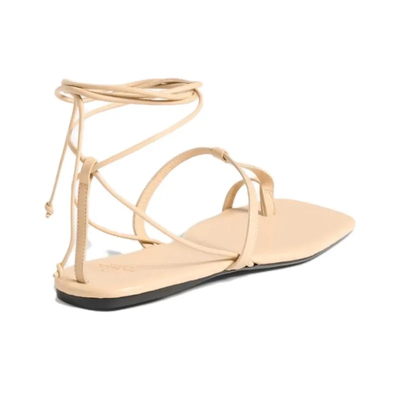 ZARA Strap Sandals 1cm Women's Beige-4