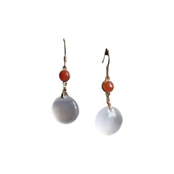 YUSHE Ice Drift Southern Red Agate Earrings Women's