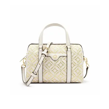 MICHAEL KORS Travel Fabric Handbag Shoulder Bag Crossbody Bag Small Size Women's Milk White With Gold