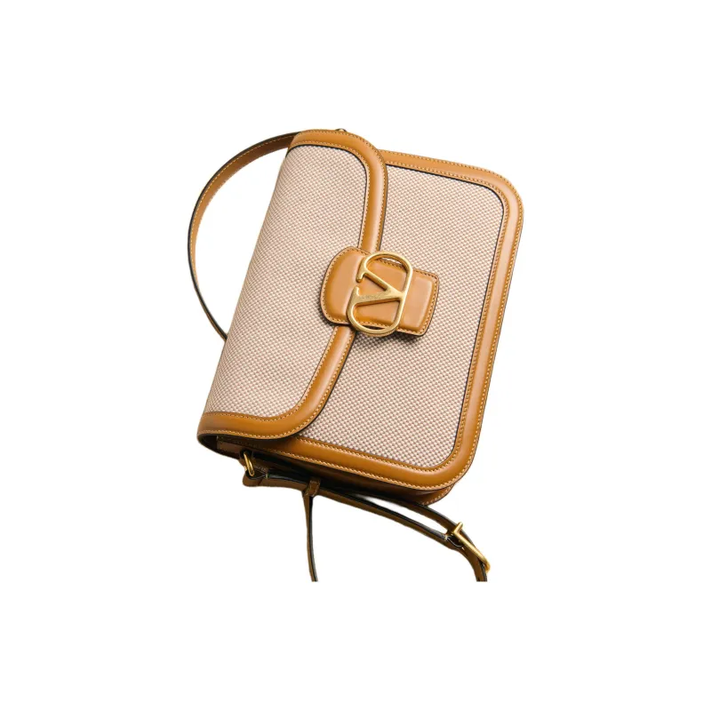 Valentino GARAVANI Canvas Bag Shoulder Bag Crossbody Bag Women's Beige & Gold Brown-2
