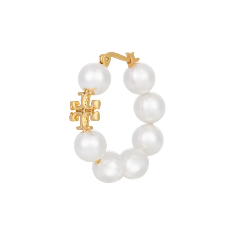 TORY BURCH Double T Motif Hoop Earrings-1