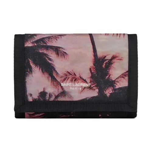 SAINT LAURENT Polyamide Wallet Men's Black & Purple