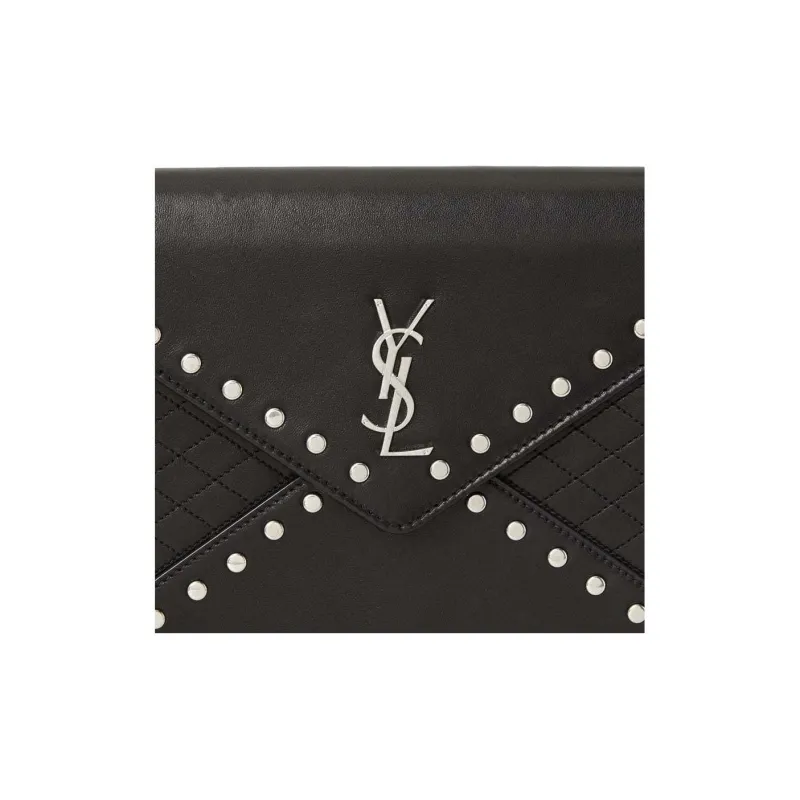 SAINT LAURENT Monogram Lambskin Envelope Bag, Crossbody Bag, Shoulder Bag Women's Black-6