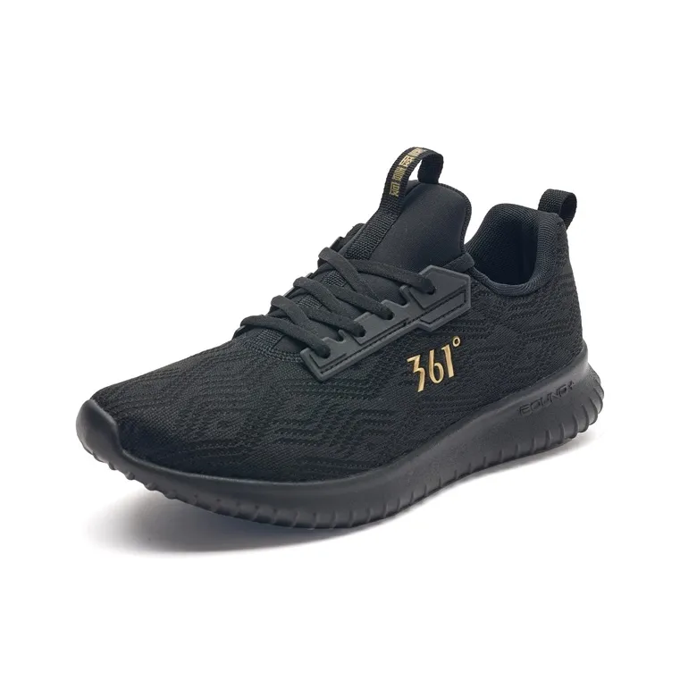 361° Anti Slip Wear Resistant Low Top Running Shoes Men's Black Gold-2