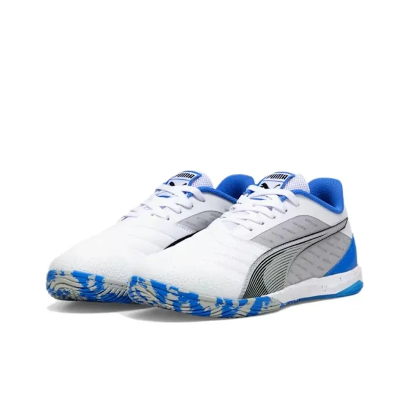 PUMA Anti Slip Wear Resistant Soccer Shoes Men's White Gray Blue-2
