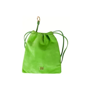 MIU MIU Suede Clutch Women's Green Apple Green