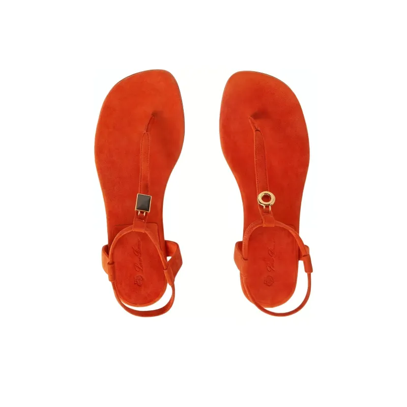 Loro Piana One Strap Sandals Women's Orange-4