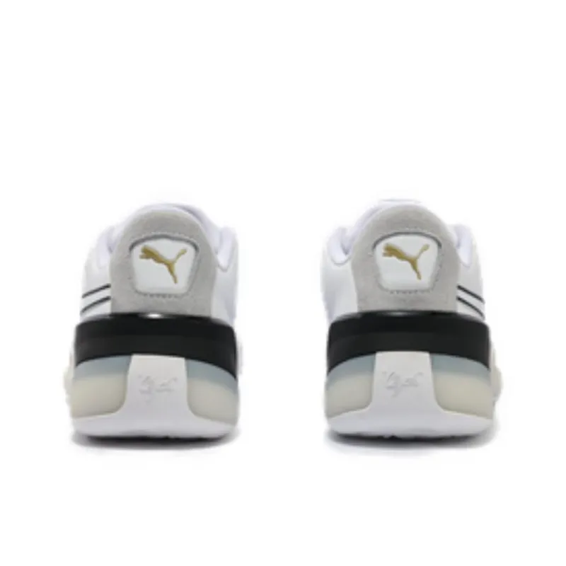 PUMA Clyde Hardwood Anti Slip Wear Resistant Low Top Basketball Shoes Unisex White-3