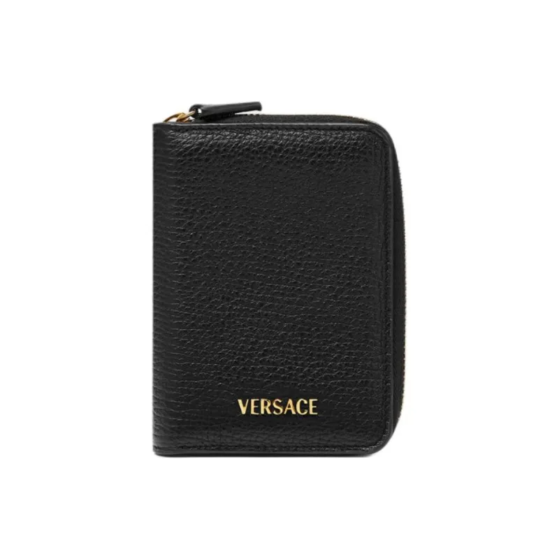 VERSACE Cow Leather Wallet Men's Black-0