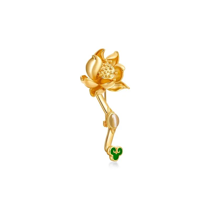 WUJINBAOZHU Alloy 18K Gold Brooches Women's-5