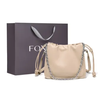 FOXER Synthetic Leather Shoulder Bag Regular Women's Cookie Yellow/Ecru