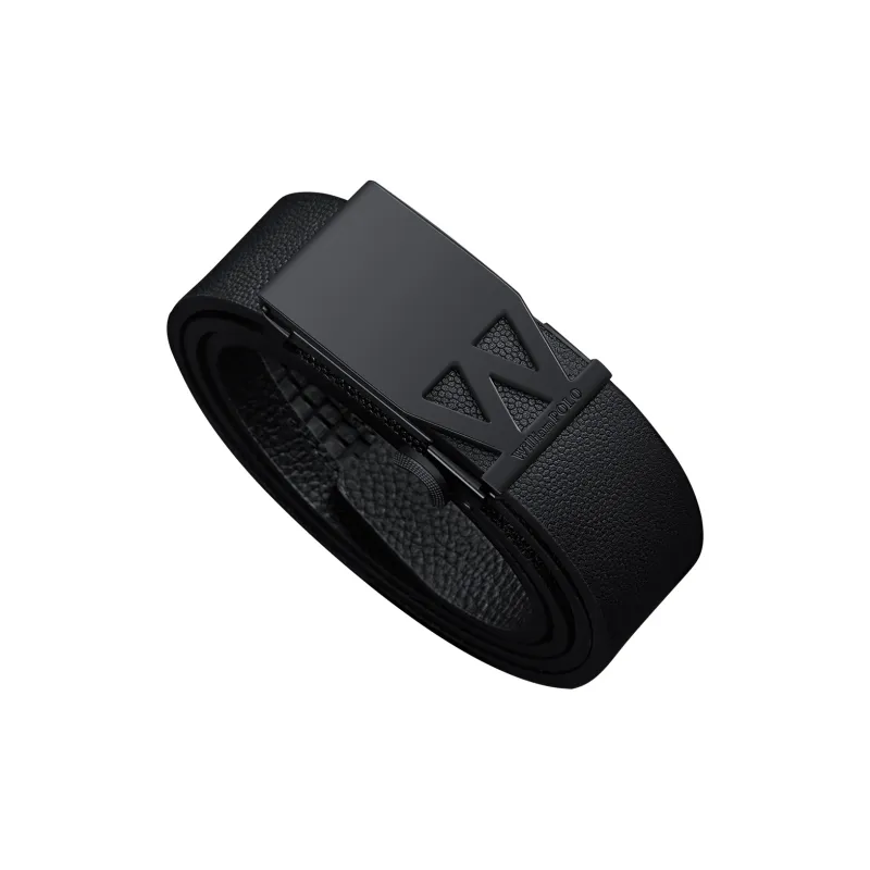 WilliamPOLO Cow Leather Belt Men's Black Matte 3.4cm Wide-1