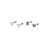 White+Purple Star Stud Earrings[Two-Piece Set]