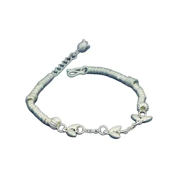 QINGFU Foot Silver 990 Bracelets Women's