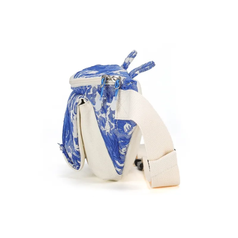 L&M Oxford Sling Bag, Fanny Pack Women's Blue White-2